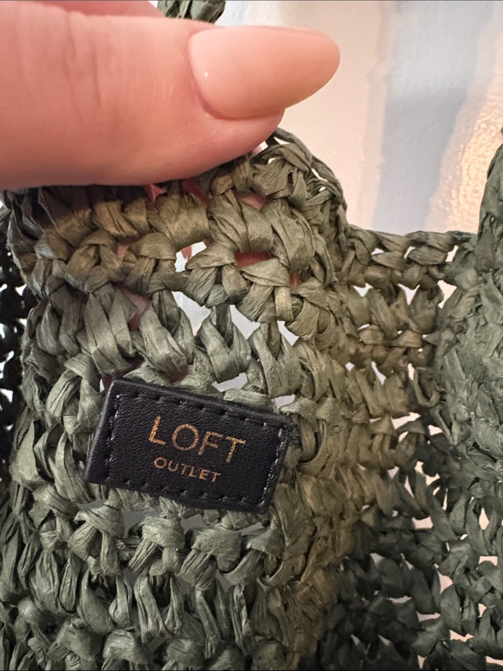 Olive Green Crochet Tote Bag - Picture 2 of 4